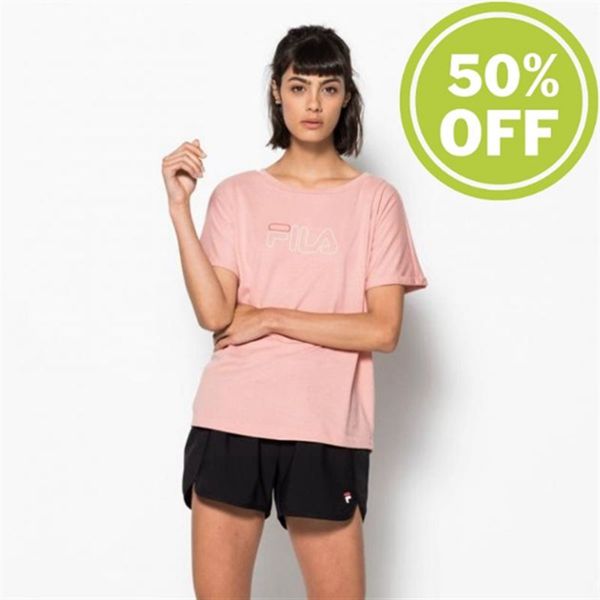 Camisetas Fila Mulher Rosa Marrom - Fila Ludi Tee Workout Shirt En Portugal,RBZP-54927